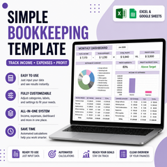 Simple Bookkeeping Spreadsheet for Small Business