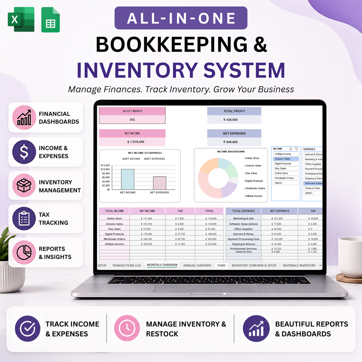 All-In-One Bookkeeping & Inventory System